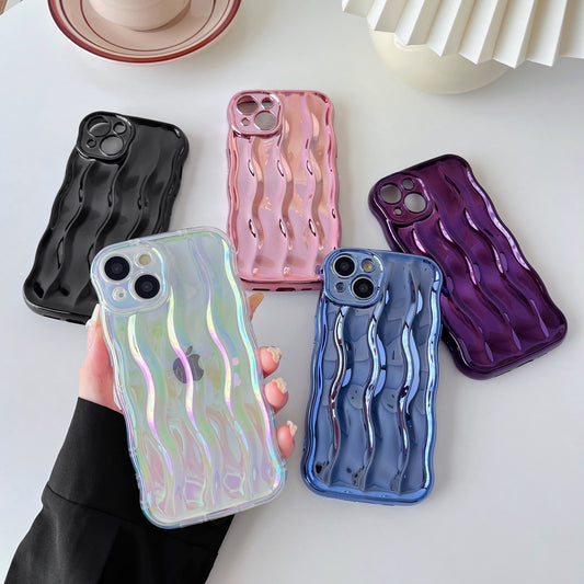 Water Ripple Pattern Curly Wave Frame Soft Compatible with iPhone Case