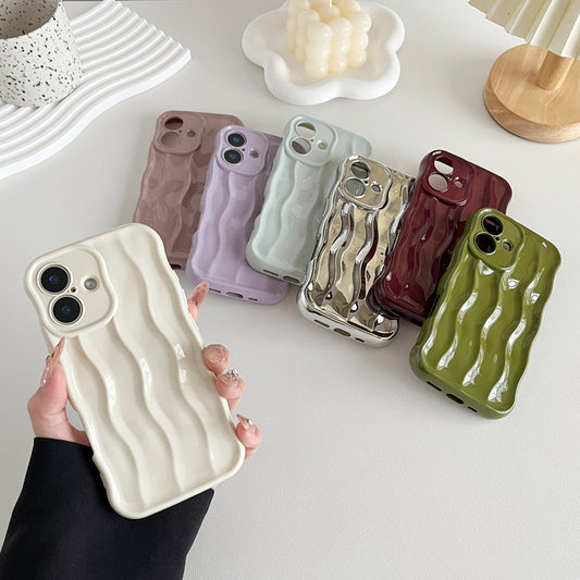 Water Ripple Pattern Curly Wave Frame Soft Compatible with iPhone Case